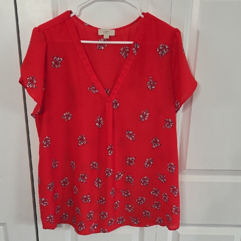 LOFT Red Floral Women's Top
